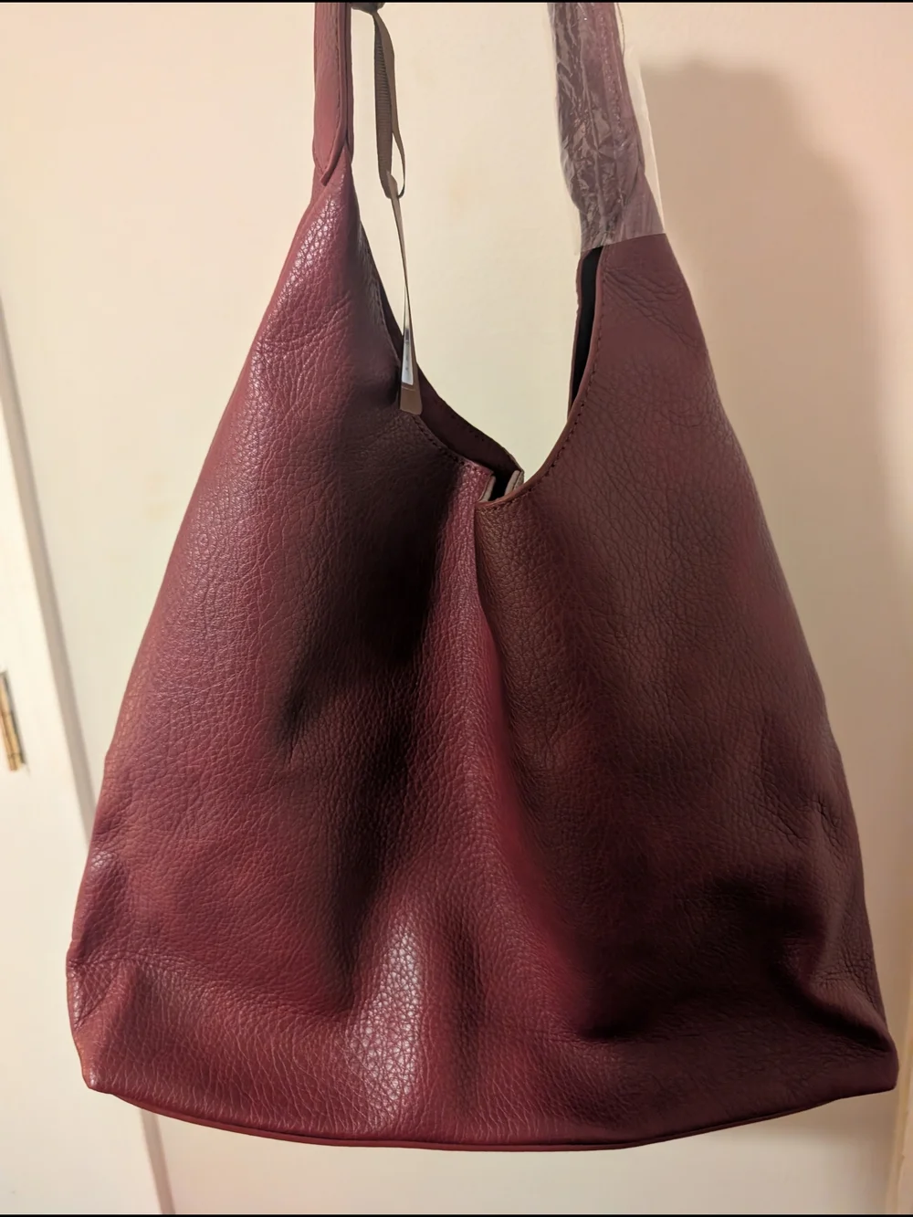 Montana West Burgundy Pebbled Leather Hobo Shoulder Bag